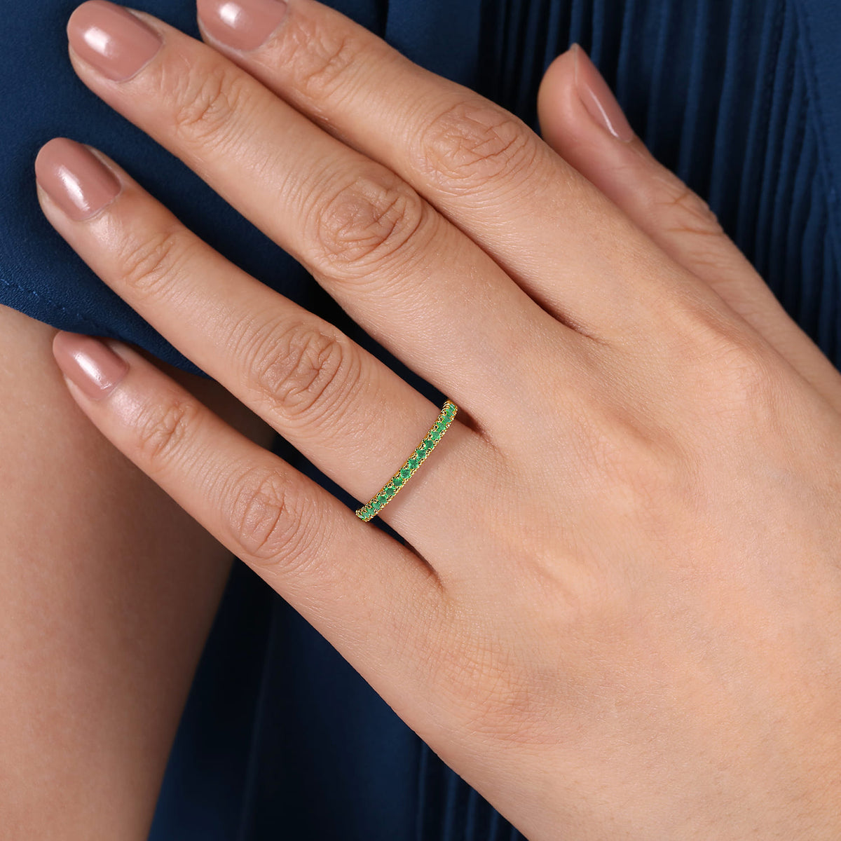 14K Yellow Gold Emerald Stacklable Ring — Gabriel & Co. LR50889Y4JEA