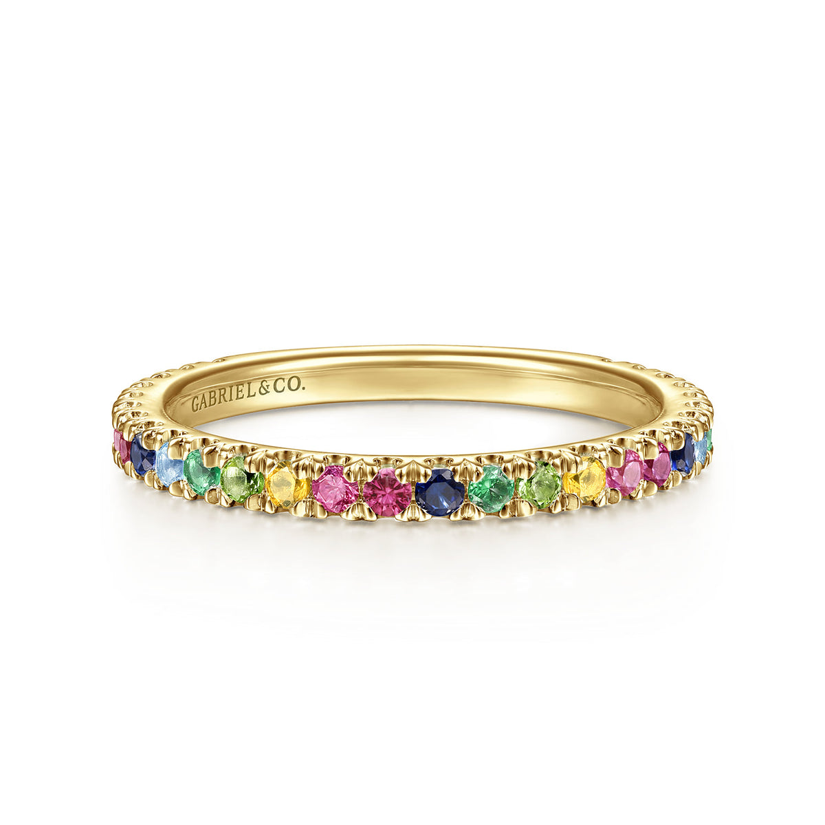 14K Yellow Gold Rainbow Color Stone Stackable Ring — Gabriel & Co. LR50889Y4JMC