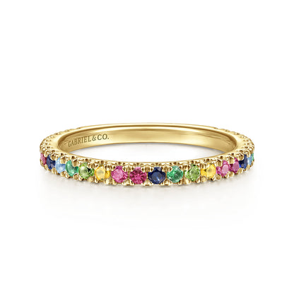 14K Yellow Gold Rainbow Color Stone Stackable Ring — Gabriel & Co. LR50889Y4JMC