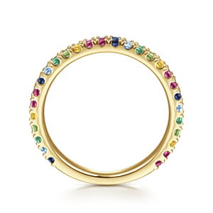 14K Yellow Gold Rainbow Color Stone Stackable Ring — Gabriel & Co. LR50889Y4JMC