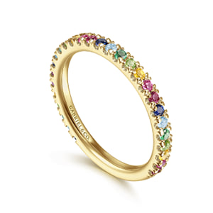 14K Yellow Gold Rainbow Color Stone Stackable Ring — Gabriel & Co. LR50889Y4JMC