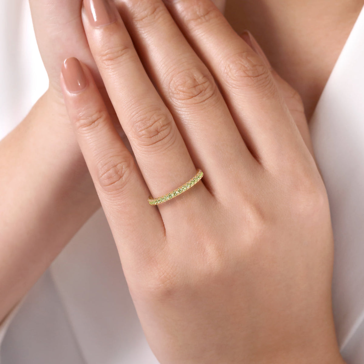 14K Yellow Gold Peridot Stackable Ring — Gabriel & Co. LR50889Y4JPE