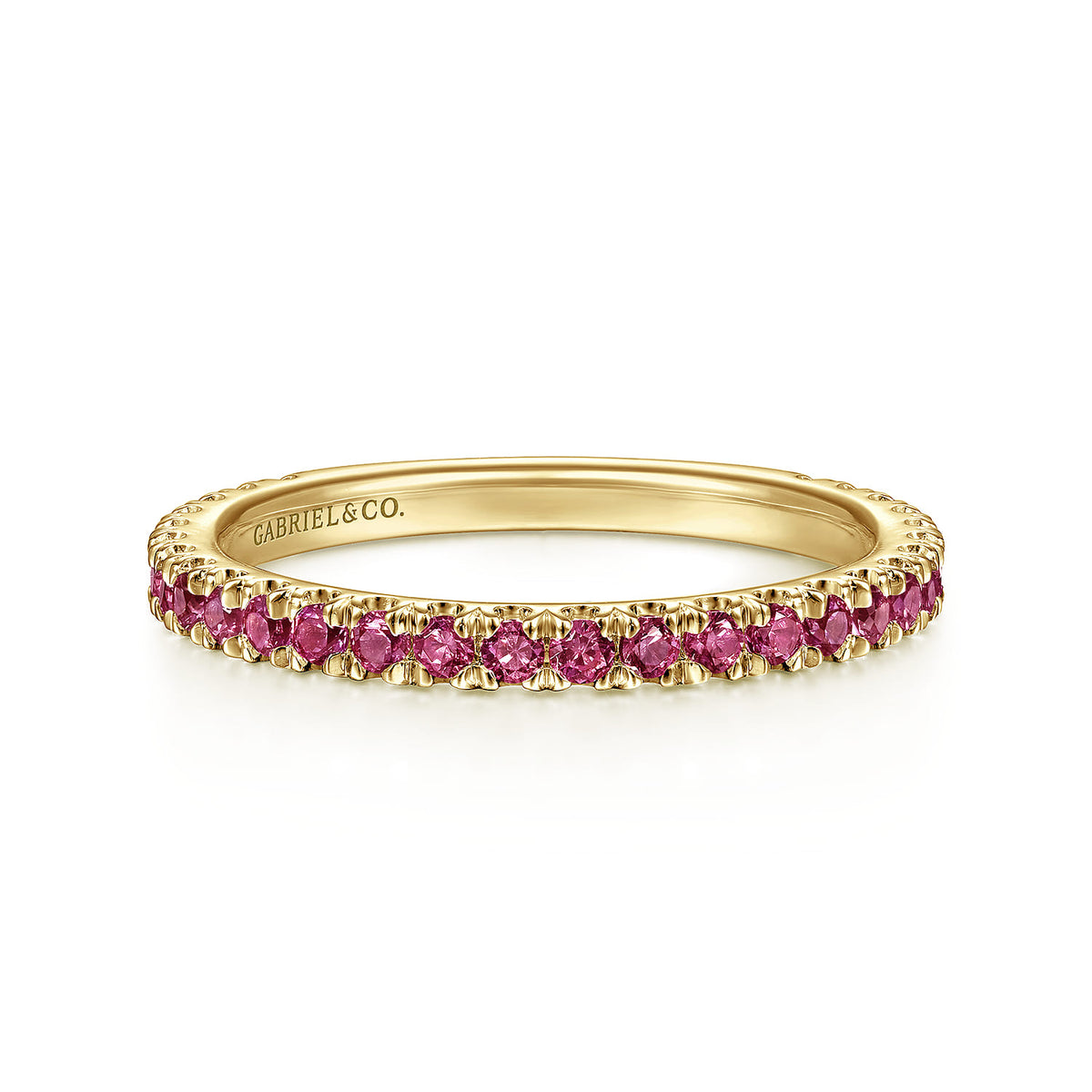14K Yellow Gold Diamond and Pink Tourmaline Ladies Ring — Gabriel & Co. LR50889Y4JPT