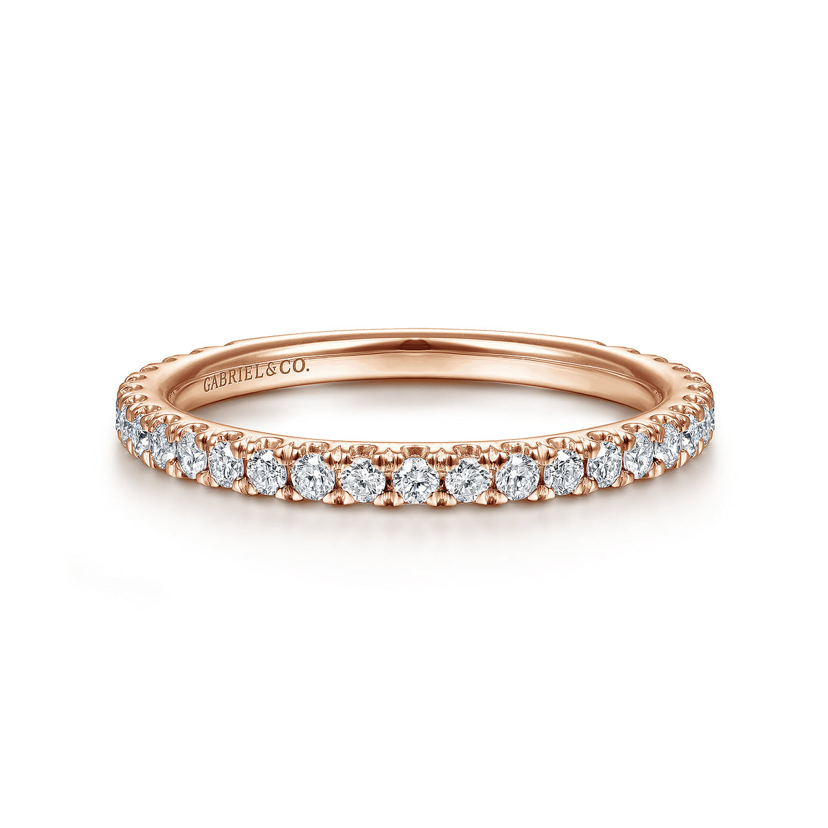 14K Rose Gold Scalloped Diamond Stackable Ring — Gabriel & Co. LR50992K45JJ