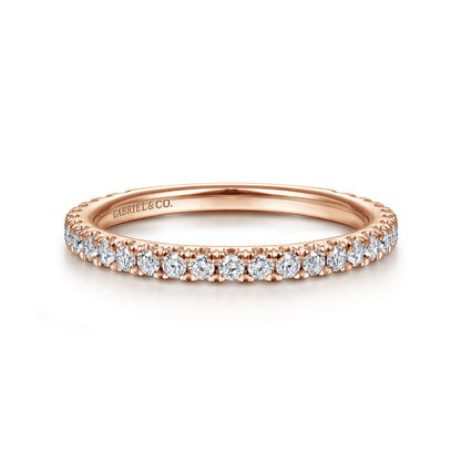 14K Rose Gold Scalloped Diamond Stackable Ring — Gabriel & Co. LR50992K45JJ