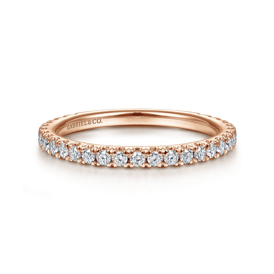 14K Rose Gold Scalloped Diamond Stackable Ring — Gabriel & Co. LR50992K45JJ