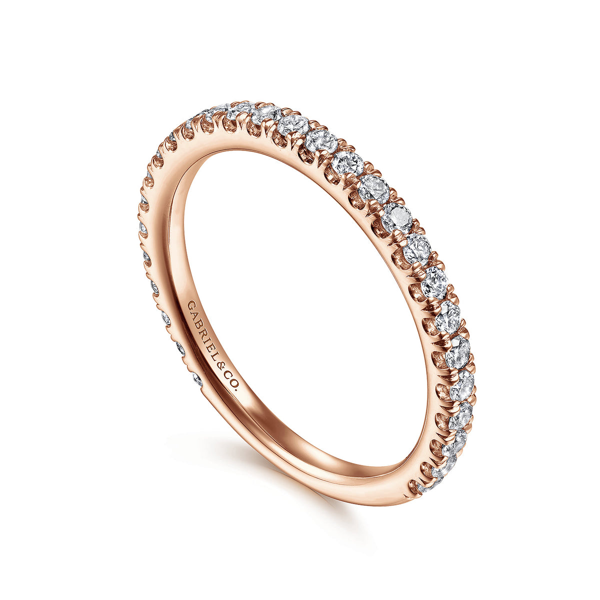 14K Rose Gold Scalloped Diamond Stackable Ring — Gabriel & Co. LR50992K45JJ