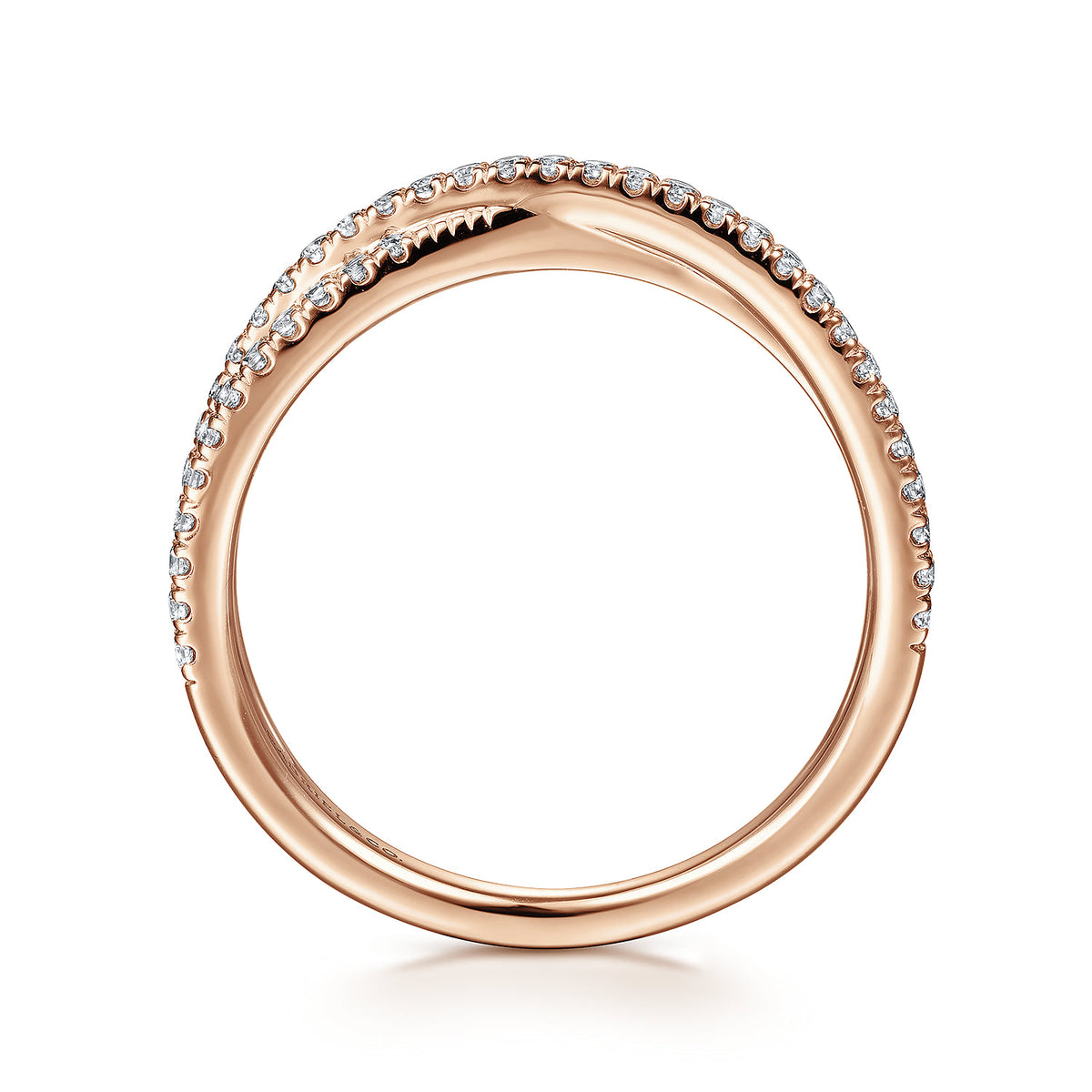 14K Rose Gold Criss Cross Diamond Stackable Ring — Gabriel & Co. LR51169K45JJ
