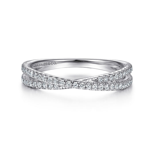 14K White Gold Diamond Criss Cross Ring — Gabriel & Co. LR51169W45JJ