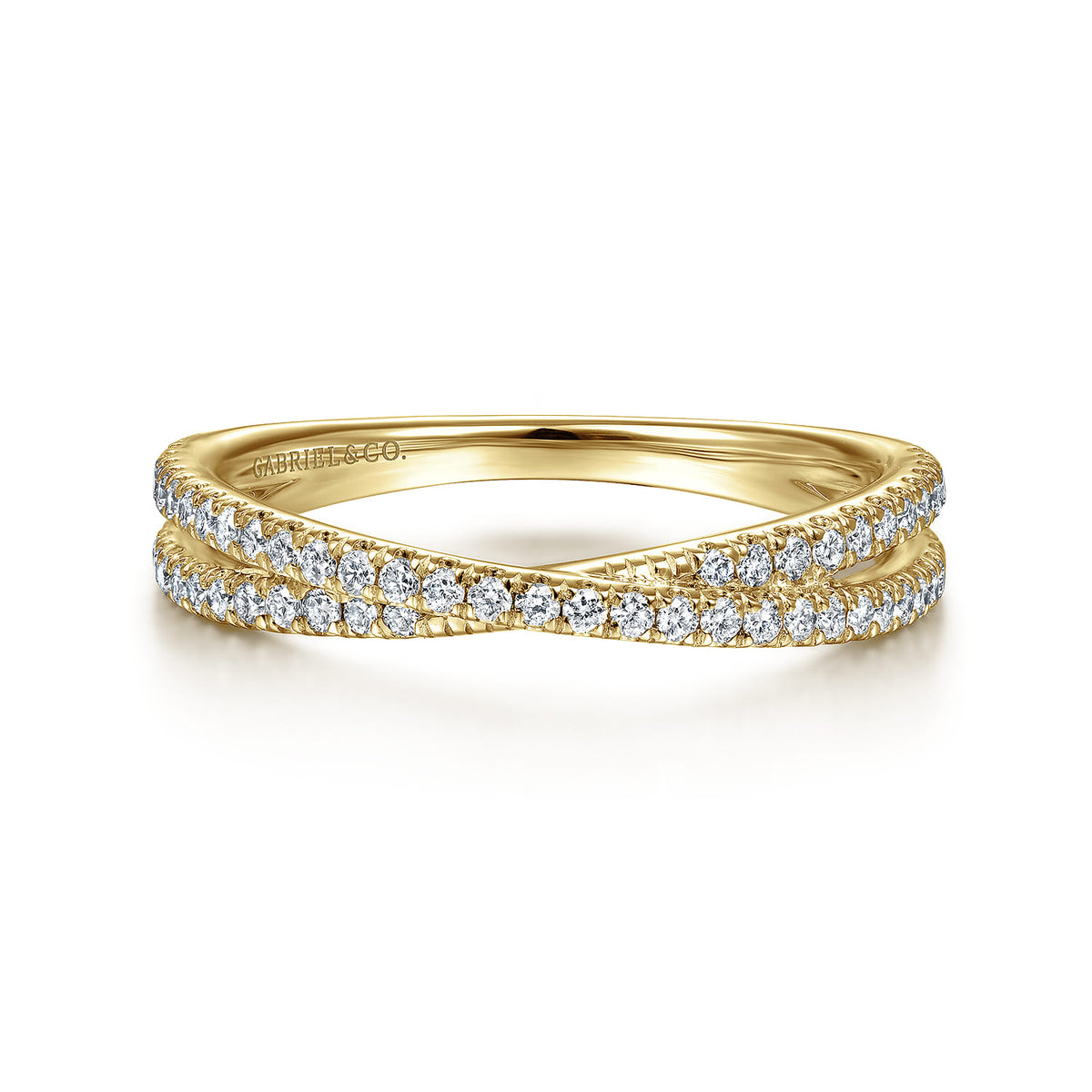 14K Yellow Gold Criss Cross Diamond Stackable Ring — Gabriel & Co. LR51169Y45JJ