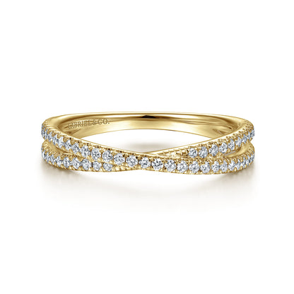 14K Yellow Gold Criss Cross Diamond Stackable Ring — Gabriel & Co. LR51169Y45JJ