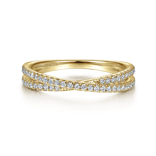 14K Yellow Gold Criss Cross Diamond Stackable Ring — Gabriel & Co. LR51169Y45JJ