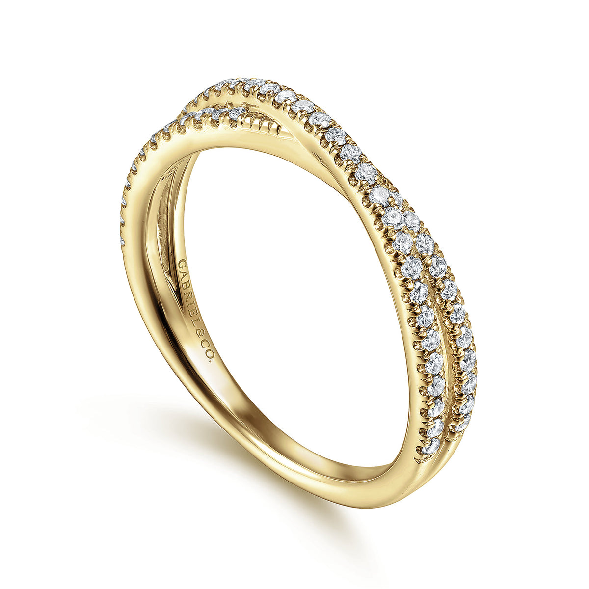 14K Yellow Gold Criss Cross Diamond Stackable Ring — Gabriel & Co. LR51169Y45JJ