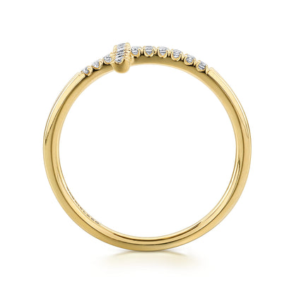 14K Yellow Gold Sideways Cross Diamond Ring — Gabriel & Co. LR51170Y45JJ