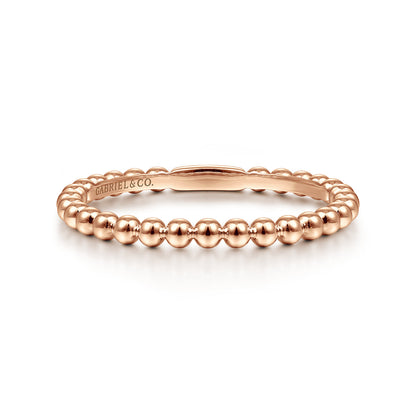 14K Rose Gold Bujukan Beaded Stackable Ring — Gabriel & Co. LR51172K4JJJ