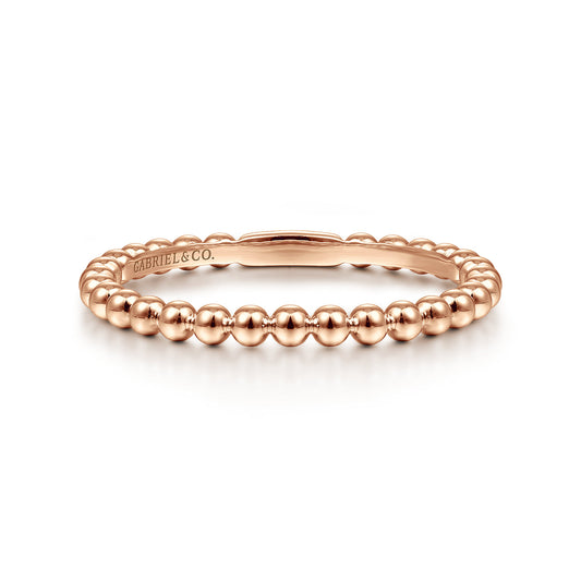 14K Rose Gold Bujukan Beaded Stackable Ring — Gabriel & Co. LR51172K4JJJ