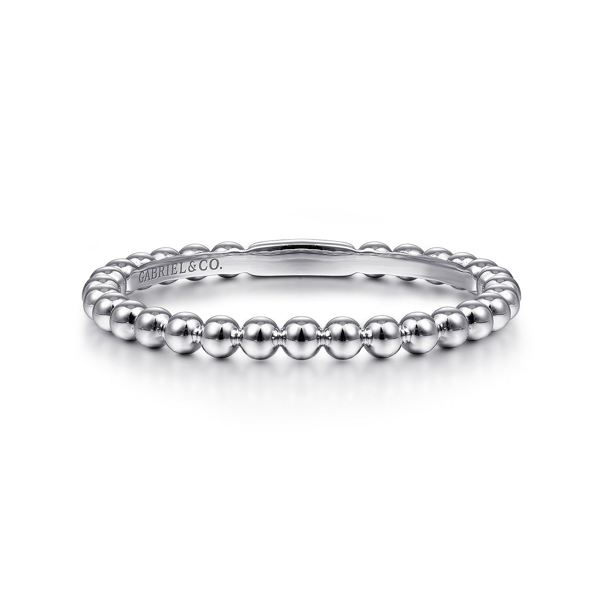14K White Gold Bujukan Beaded Stackable Ring — Gabriel & Co. LR51172W4JJJ