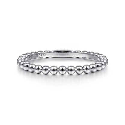 14K White Gold Bujukan Beaded Stackable Ring — Gabriel & Co. LR51172W4JJJ