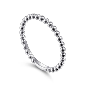 14K White Gold Bujukan Beaded Stackable Ring — Gabriel & Co. LR51172W4JJJ