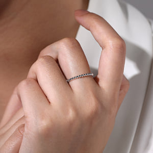 14K White Gold Bujukan Beaded Stackable Ring — Gabriel & Co. LR51172W4JJJ