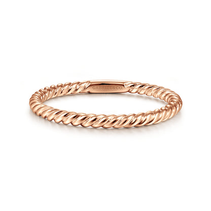 14K Rose Gold Twisted Rope Stackable Ring — Gabriel & Co. LR51173K4JJJ
