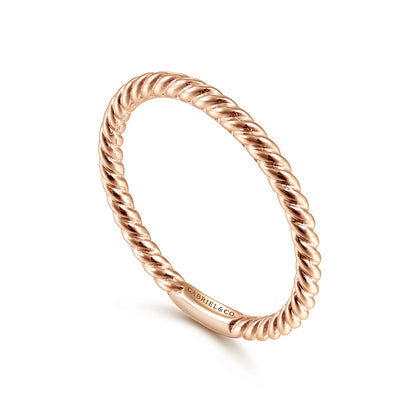 14K Rose Gold Twisted Rope Stackable Ring — Gabriel & Co. LR51173K4JJJ