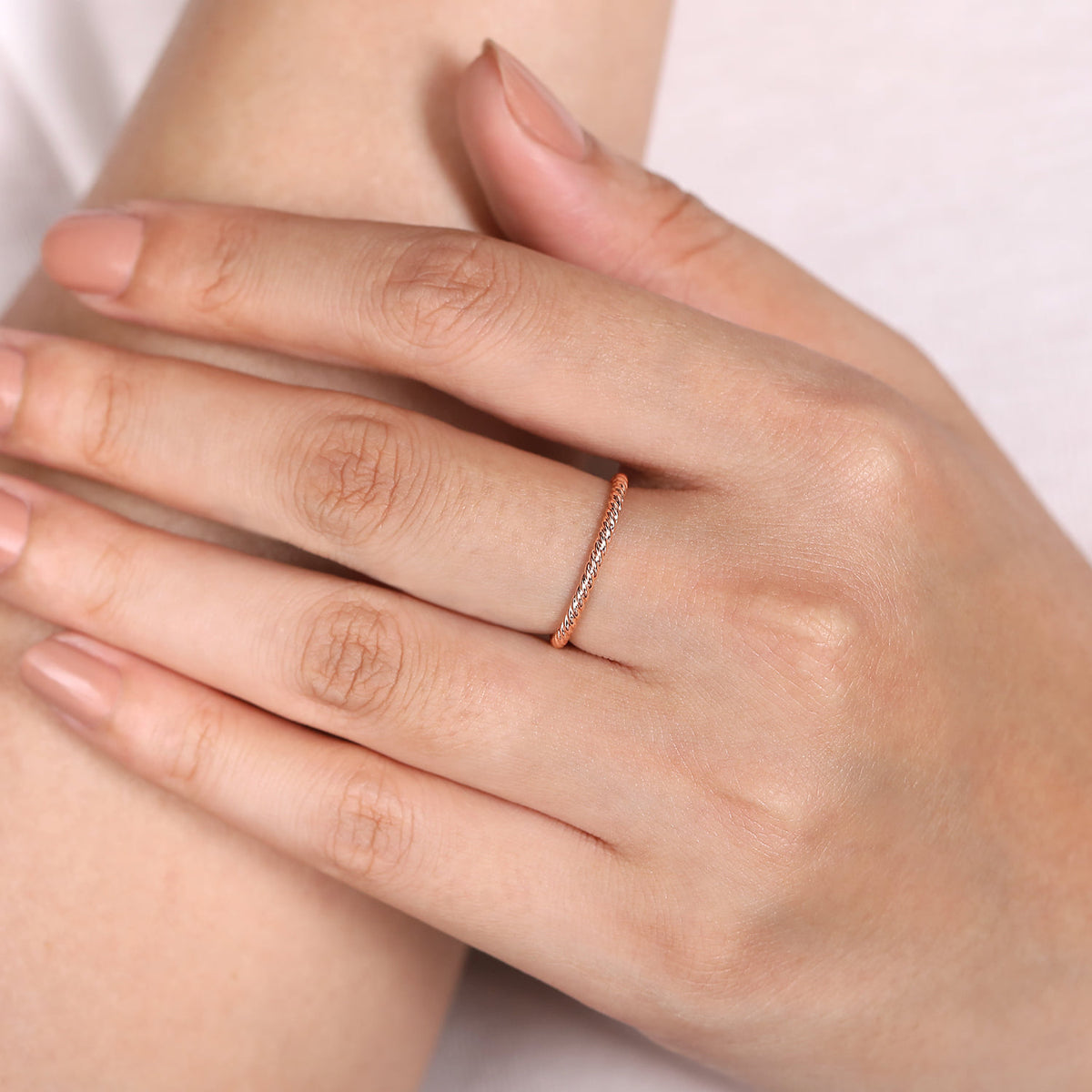 14K Rose Gold Twisted Rope Stackable Ring — Gabriel & Co. LR51173K4JJJ