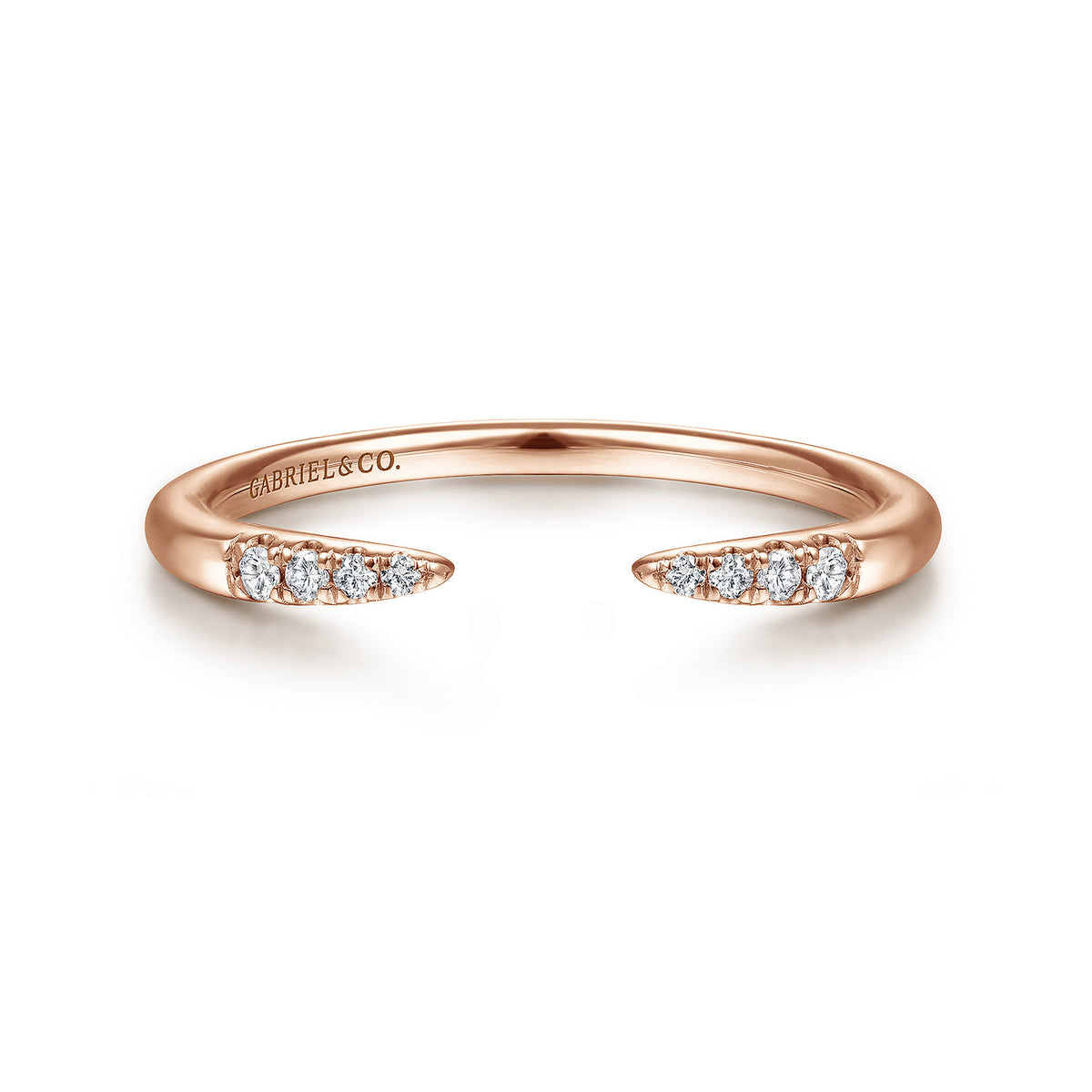 14K Rose Gold Open Diamond Tipped Stackable Ring — Gabriel & Co. LR51177K45JJ