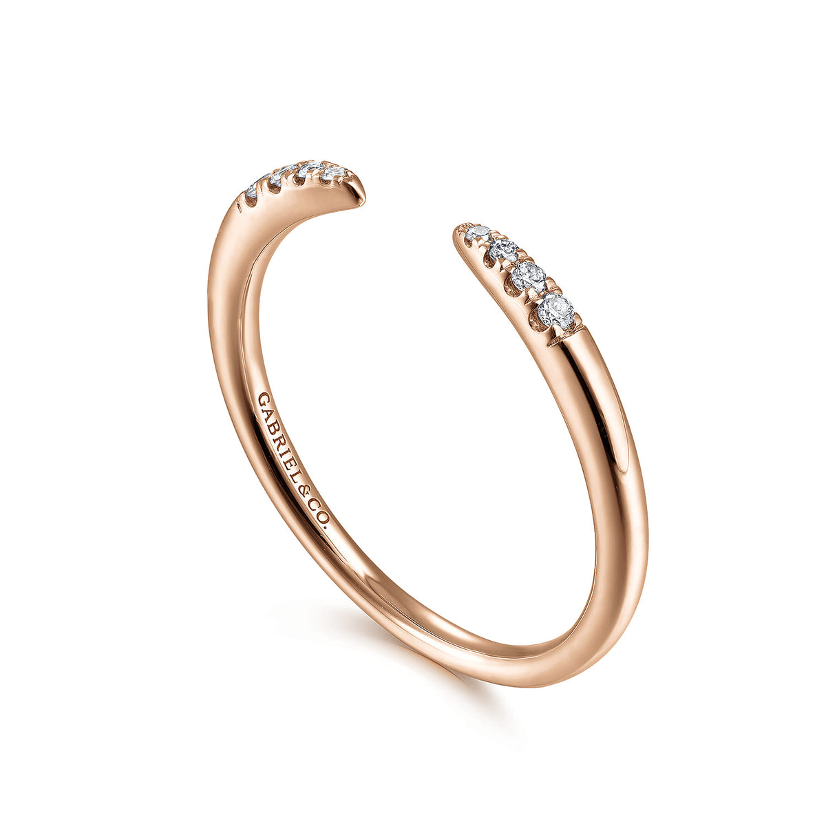 14K Rose Gold Open Diamond Tipped Stackable Ring — Gabriel & Co. LR51177K45JJ