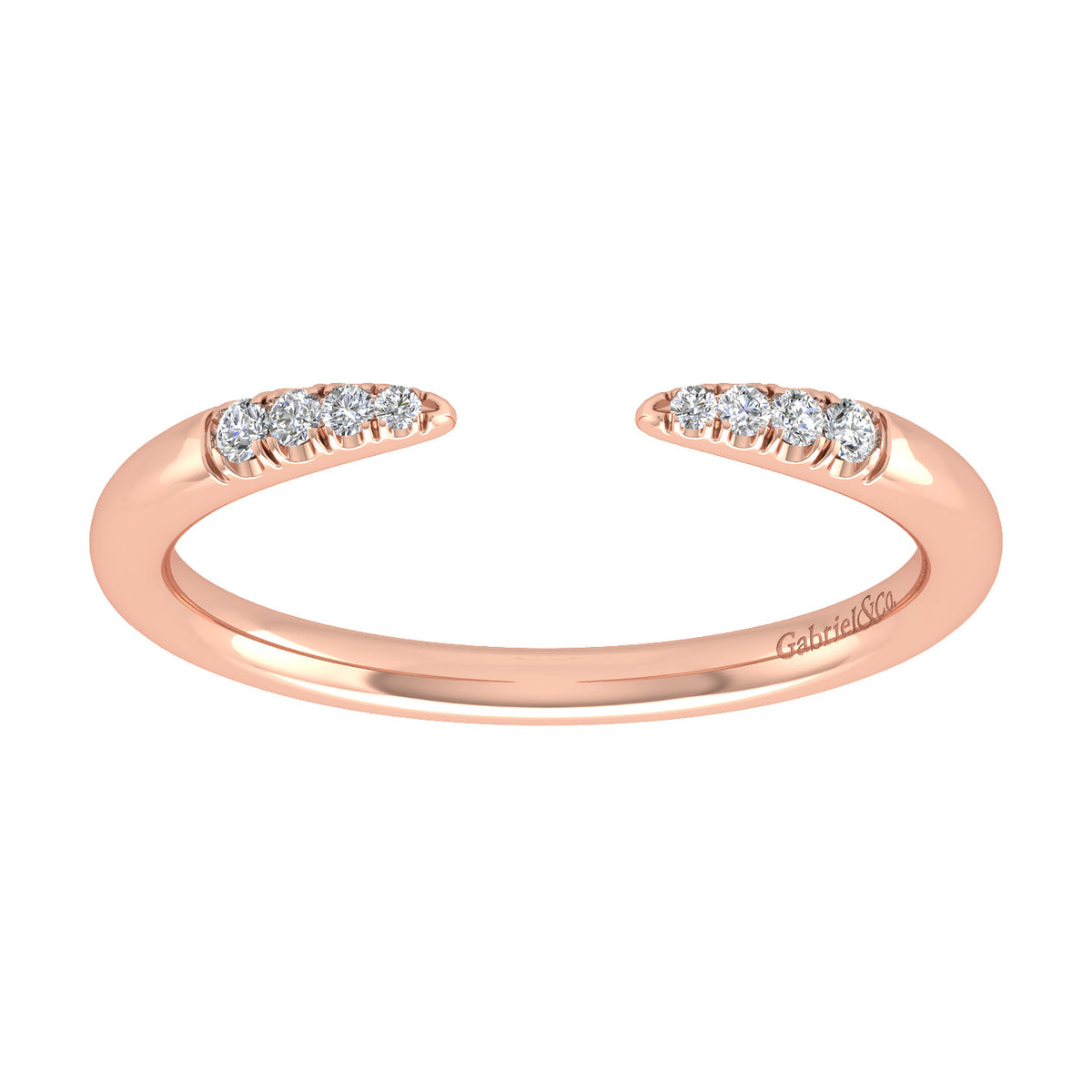 14K Rose Gold Open Diamond Tipped Stackable Ring — Gabriel & Co. LR51177K45JJ