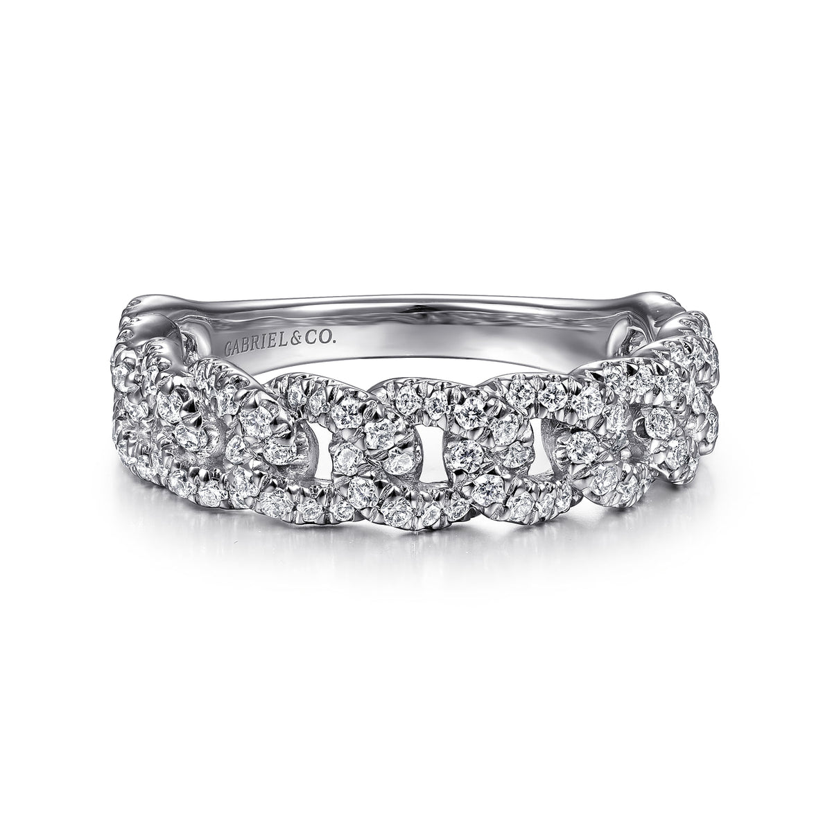 14K White Gold Chain Link Stackable Diamond Ring — Gabriel & Co. LR51181W45JJ