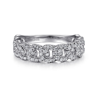 14K White Gold Chain Link Stackable Diamond Ring — Gabriel & Co. LR51181W45JJ