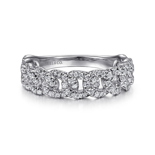 14K White Gold Chain Link Stackable Diamond Ring — Gabriel & Co. LR51181W45JJ