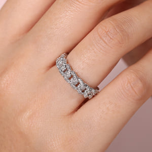 14K White Gold Chain Link Stackable Diamond Ring — Gabriel & Co. LR51181W45JJ