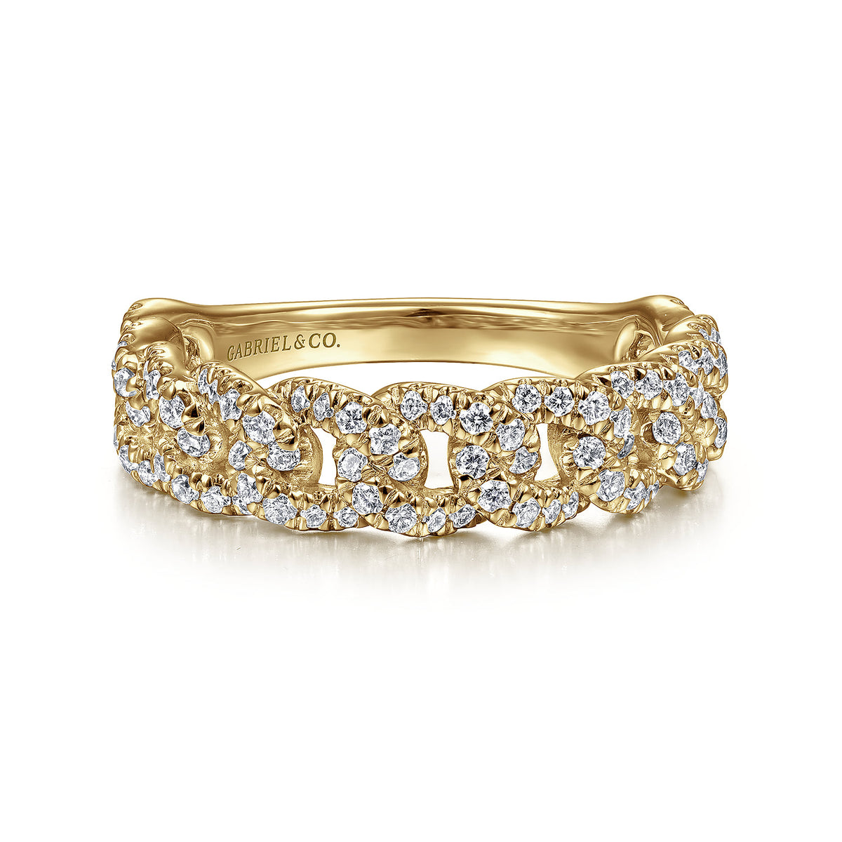 14K Yellow Gold Chain Link Stackable Diamond Ring — Gabriel & Co. LR51181Y45JJ