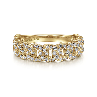 14K Yellow Gold Chain Link Stackable Diamond Ring — Gabriel & Co. LR51181Y45JJ
