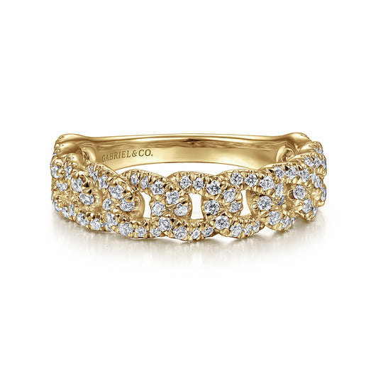 14K Yellow Gold Chain Link Stackable Diamond Ring — Gabriel & Co. LR51181Y45JJ
