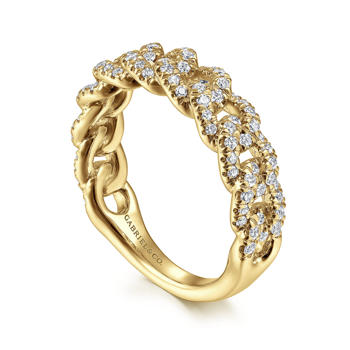 14K Yellow Gold Chain Link Stackable Diamond Ring — Gabriel & Co. LR51181Y45JJ