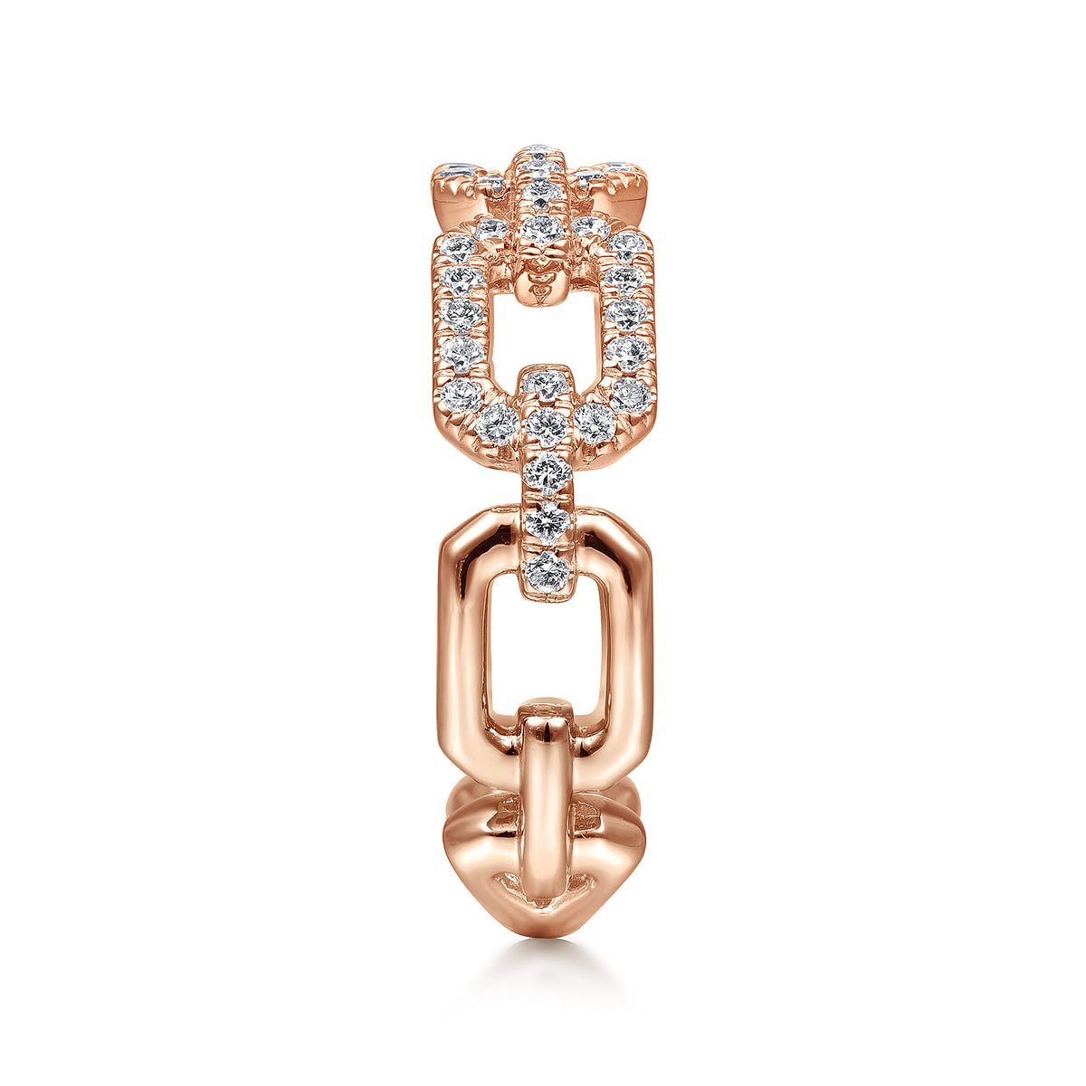 14K Rose Gold Pave Diamond Chain Link Ring Band — Gabriel & Co. LR51249K45JJ