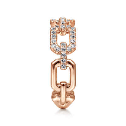 14K Rose Gold Pave Diamond Chain Link Ring Band — Gabriel & Co. LR51249K45JJ