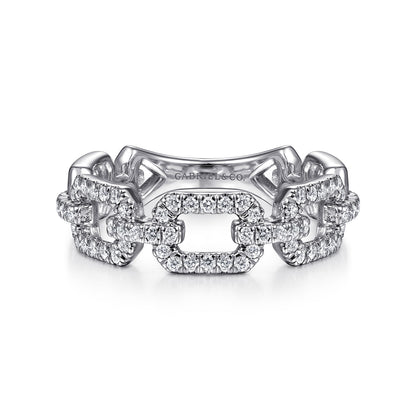 14K White Gold Pave Diamond Chain Link Ring Band — Gabriel & Co. LR51249W45JJ