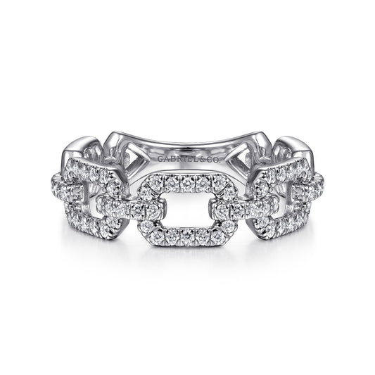 14K White Gold Pave Diamond Chain Link Ring Band — Gabriel & Co. LR51249W45JJ