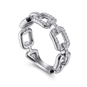 14K White Gold Pave Diamond Chain Link Ring Band — Gabriel & Co. LR51249W45JJ
