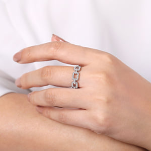 14K White Gold Pave Diamond Chain Link Ring Band — Gabriel & Co. LR51249W45JJ
