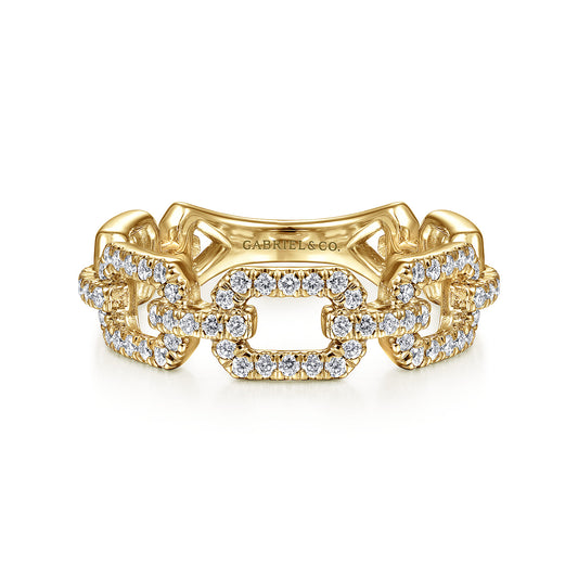 Link Chain Ring 14K Yellow Gold Diamond 0.35ct — Gabriel & Co. LR51249Y45JJ