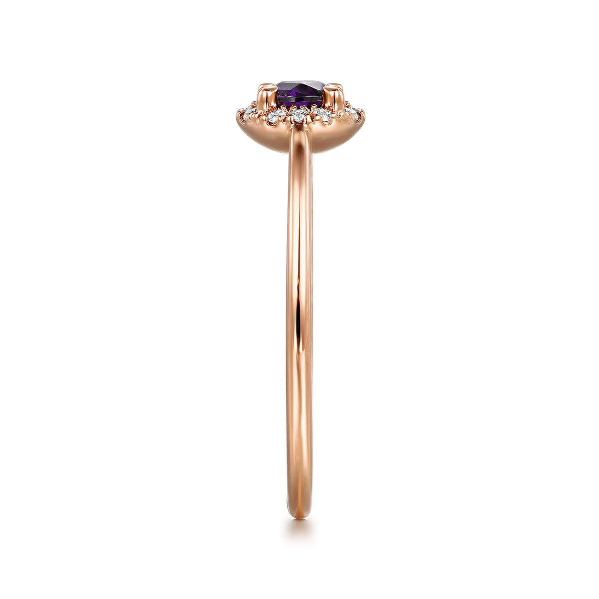 14K Rose Gold Amethyst and Diamond Halo Promise Ring — Gabriel & Co. LR51264K45AM