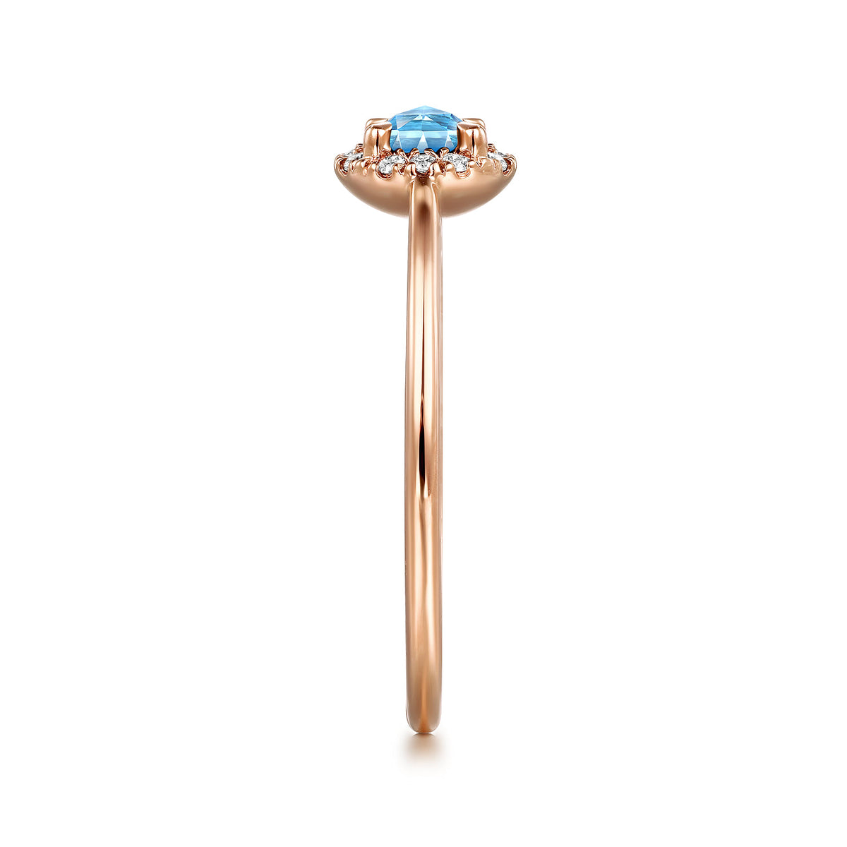 14K Rose Gold Blue Topaz and Diamond Halo Promise Ring — Gabriel & Co. LR51264K45BT