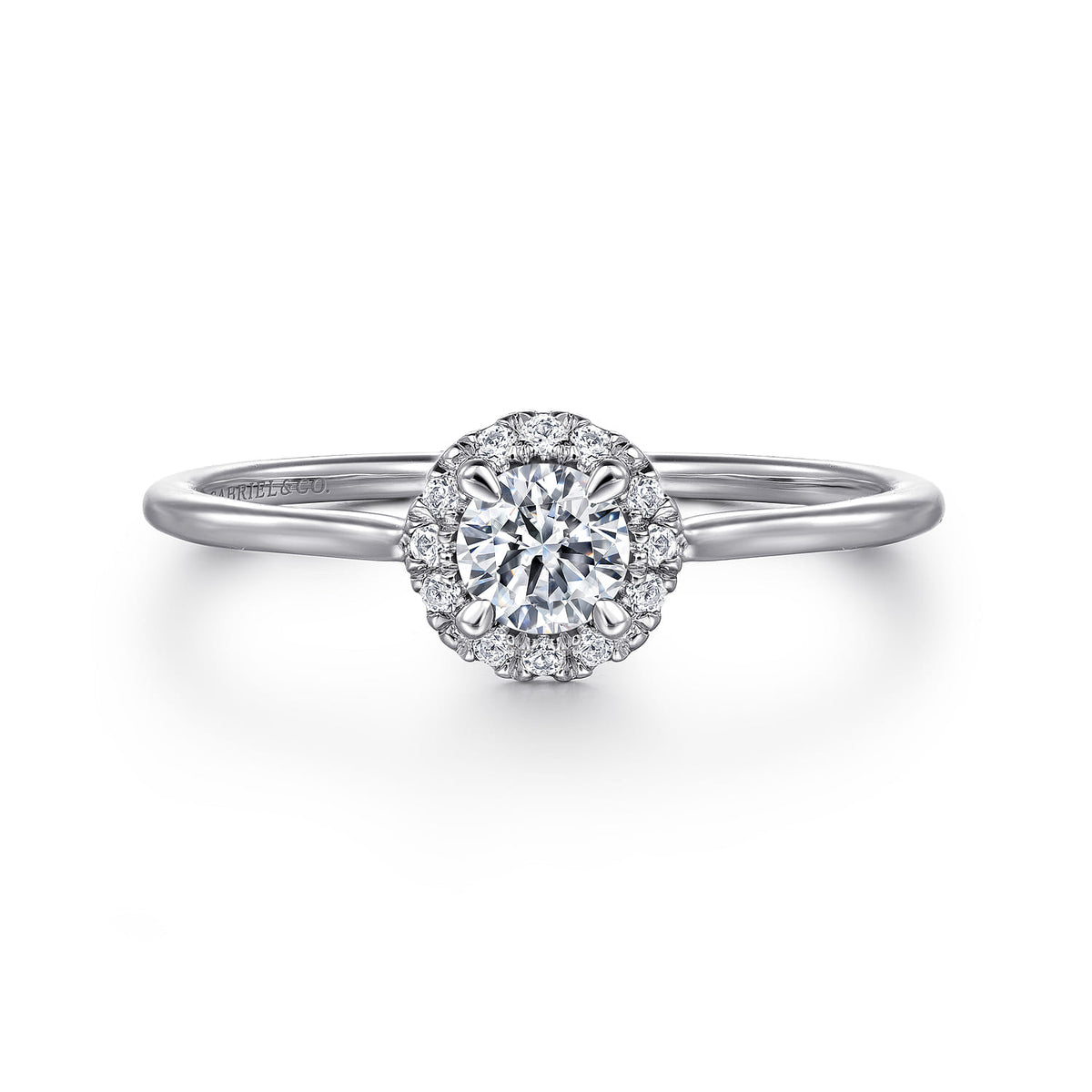 14K White Gold Diamond Halo Ring — Gabriel & Co. LR51264W45JJ