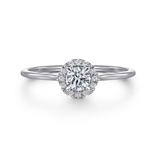 14K White Gold Diamond Halo Ring — Gabriel & Co. LR51264W45JJ