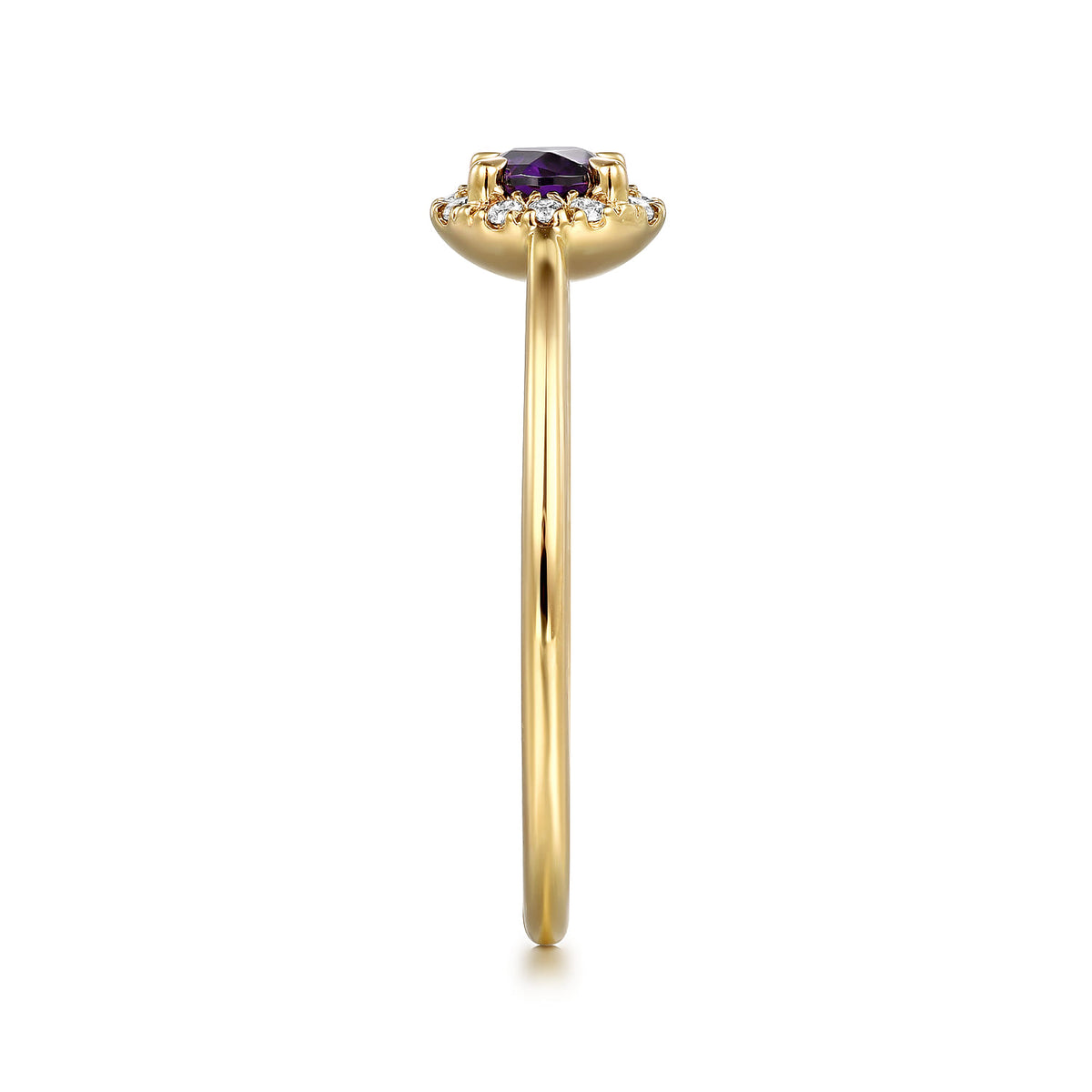 14K Yellow Gold Amethyst and Diamond Halo Promise Ring — Gabriel & Co. LR51264Y45AM